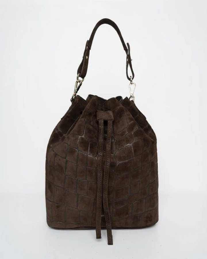 Suede Croco Print Mocha