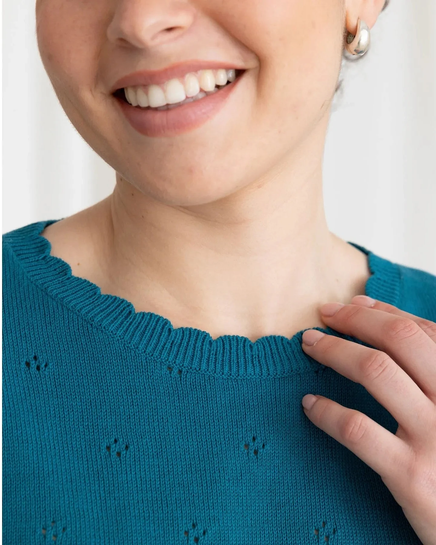 Clotsy Damen vegan Top Kurzarm Ozeanblau – Ansicht 2