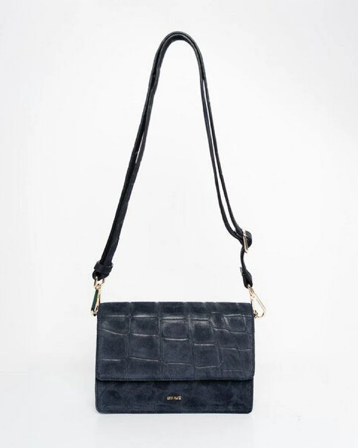 Croco Print Suede Navy