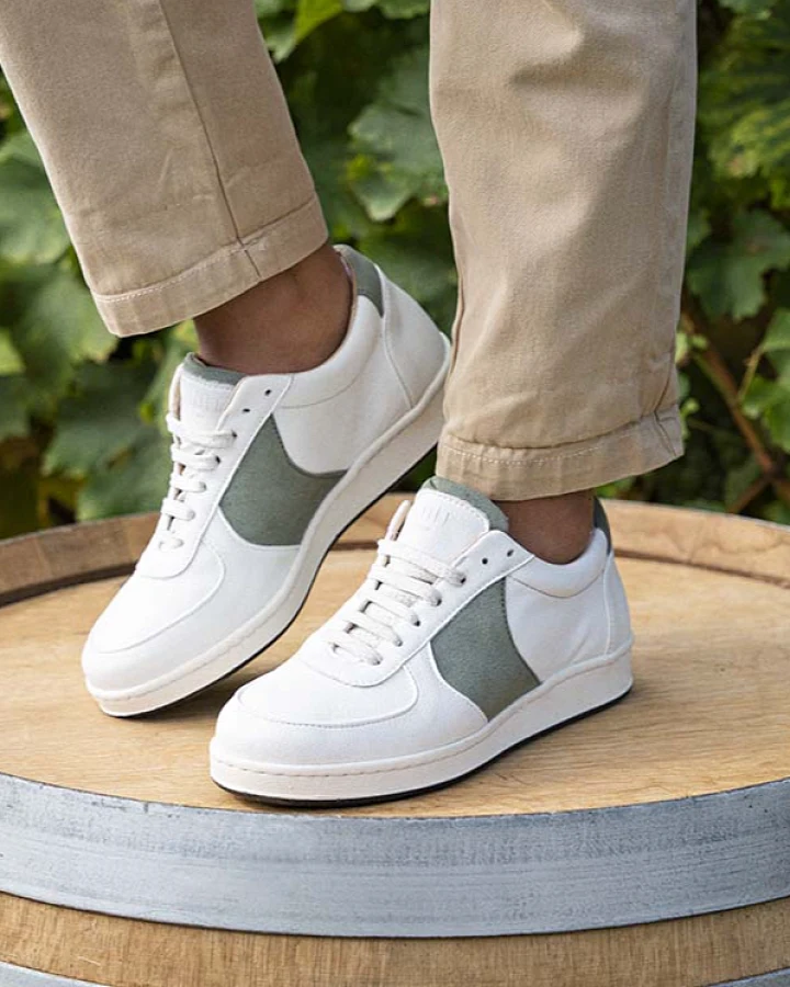 Minuit Sur Terre Herren vegan Sneaker Cepage Chardonnay Weiß/Salbeigrün