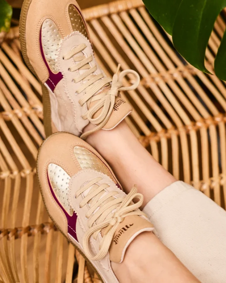 Minuit Sur Terre Damen vegan Sneaker Rive Beige/Gold