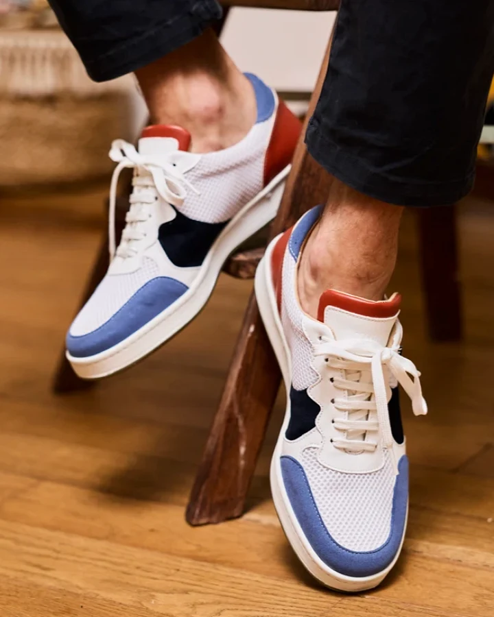 Minuit Sur Terre Herren vegan Sneaker Max Blau Ziegelrot