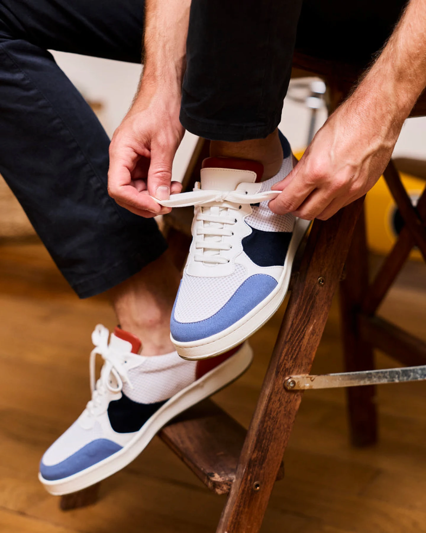 Minuit Sur Terre Herren vegan Sneaker Max Blau Ziegelrot – Ansicht 2