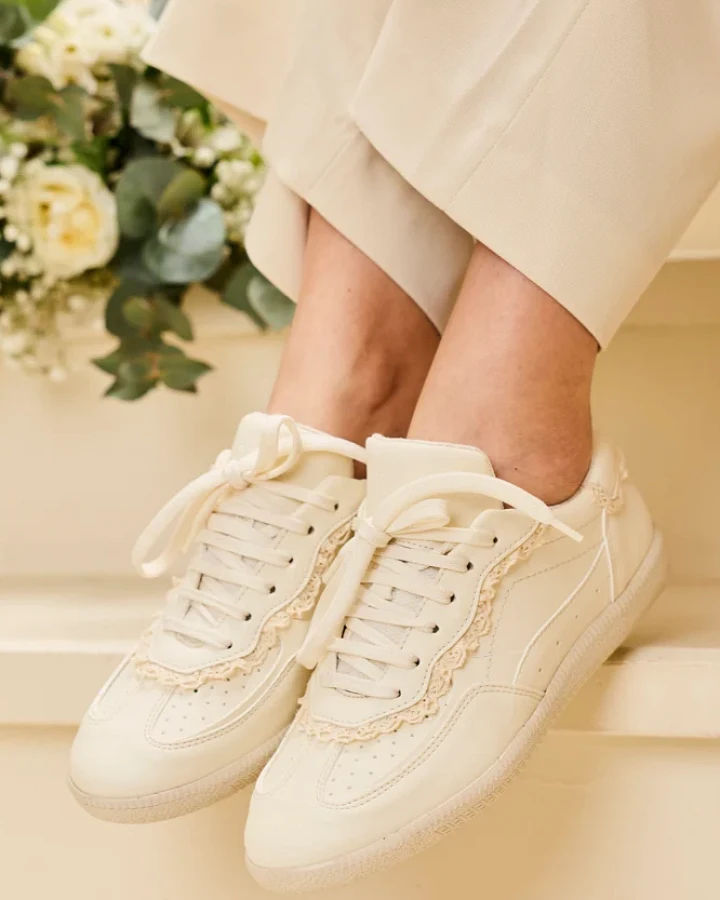 Minuit Sur Terre Damen vegan Sneaker Rive Vanille Dentelle In Cremefarben