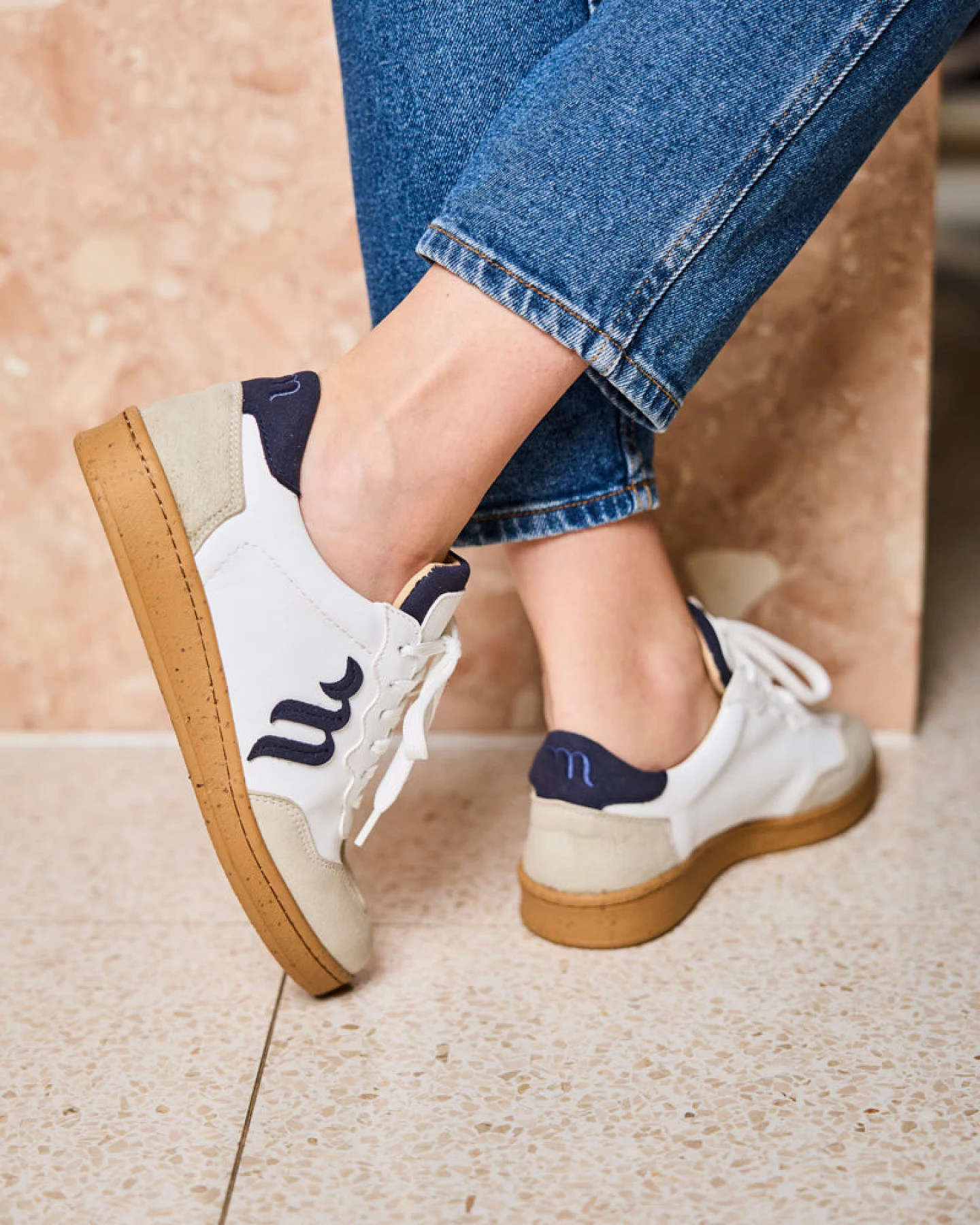 Minuit Sur Terre Herren vegan Sneaker Ubac Weiß Blau – Ansicht 2