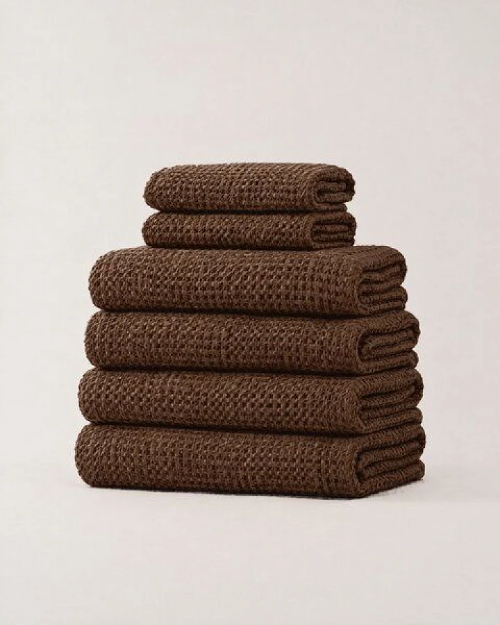 AmourLinen Waffel-Handtuch-Set aus Leinen, Spa-Pack, 4 Badetücher + 2 Handtücher