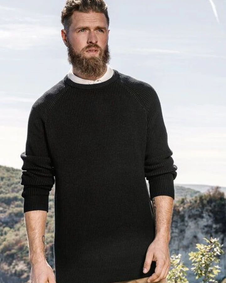 Kultgut NEW Generation Recycling - Black Rippstrickpullover