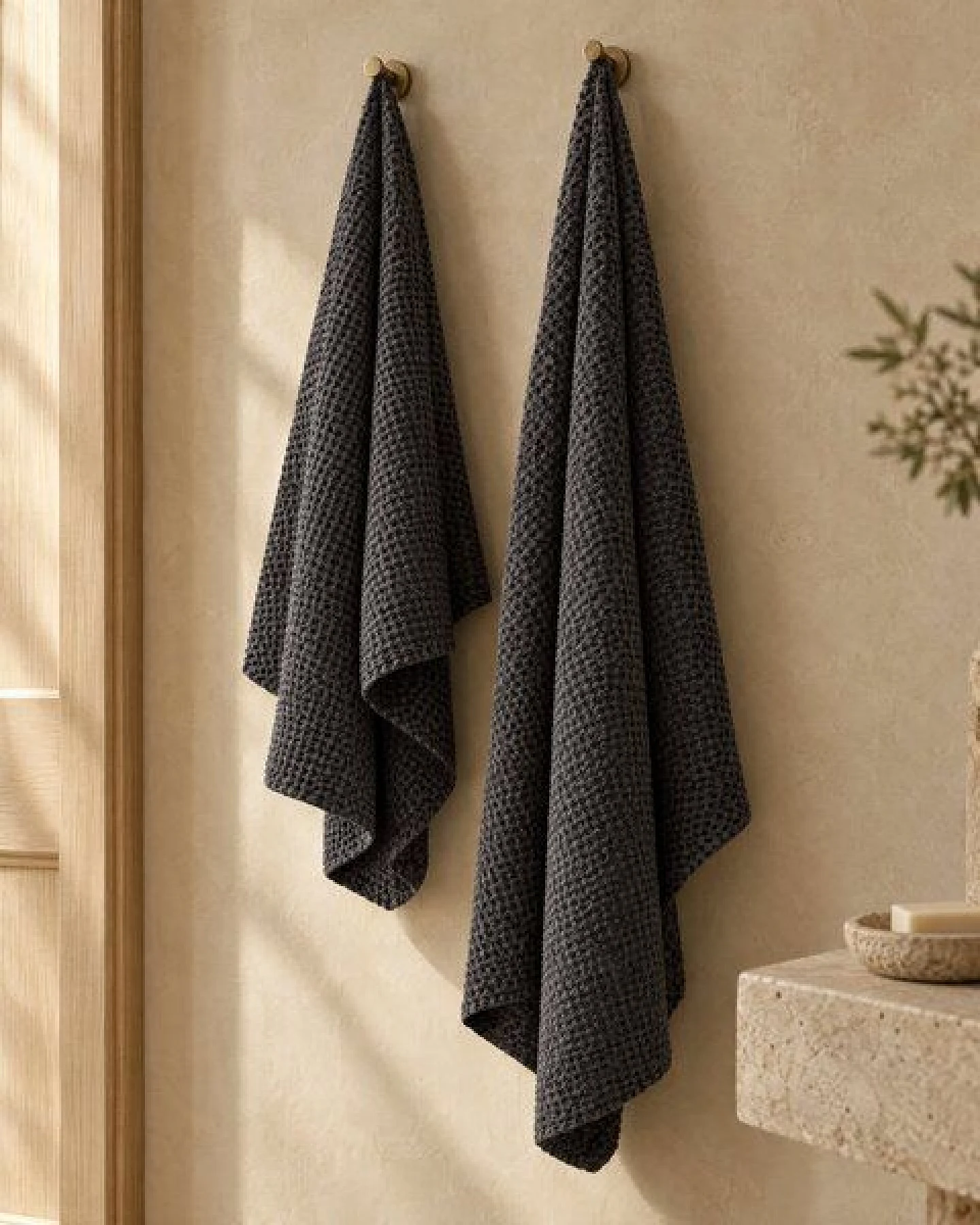 AmourLinen Waffel-Handtuch-Set aus Leinen, Family-Pack, 4 Badetücher + 4 Handtücher – Ansicht 4