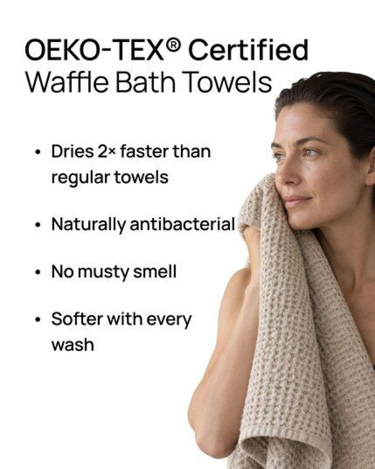 AmourLinen Waffel-Handtuch-Set aus Leinen, Family-Pack, 4 Badetücher + 4 Handtücher – Ansicht 3