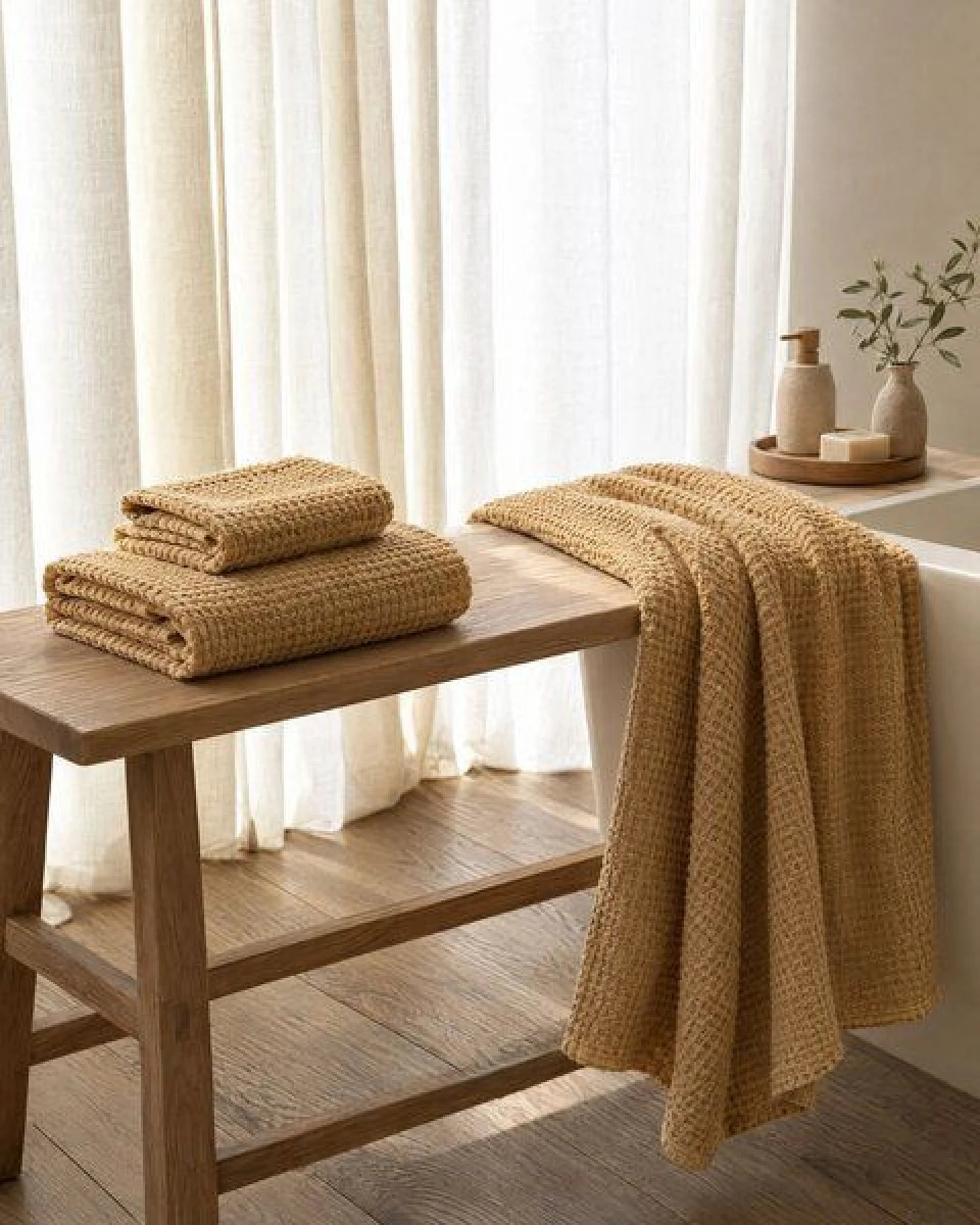 AmourLinen Waffel-Handtuch-Set aus Leinen, Luxe-Pack, 8 Badetücher + 4 Handtücher – Ansicht 2