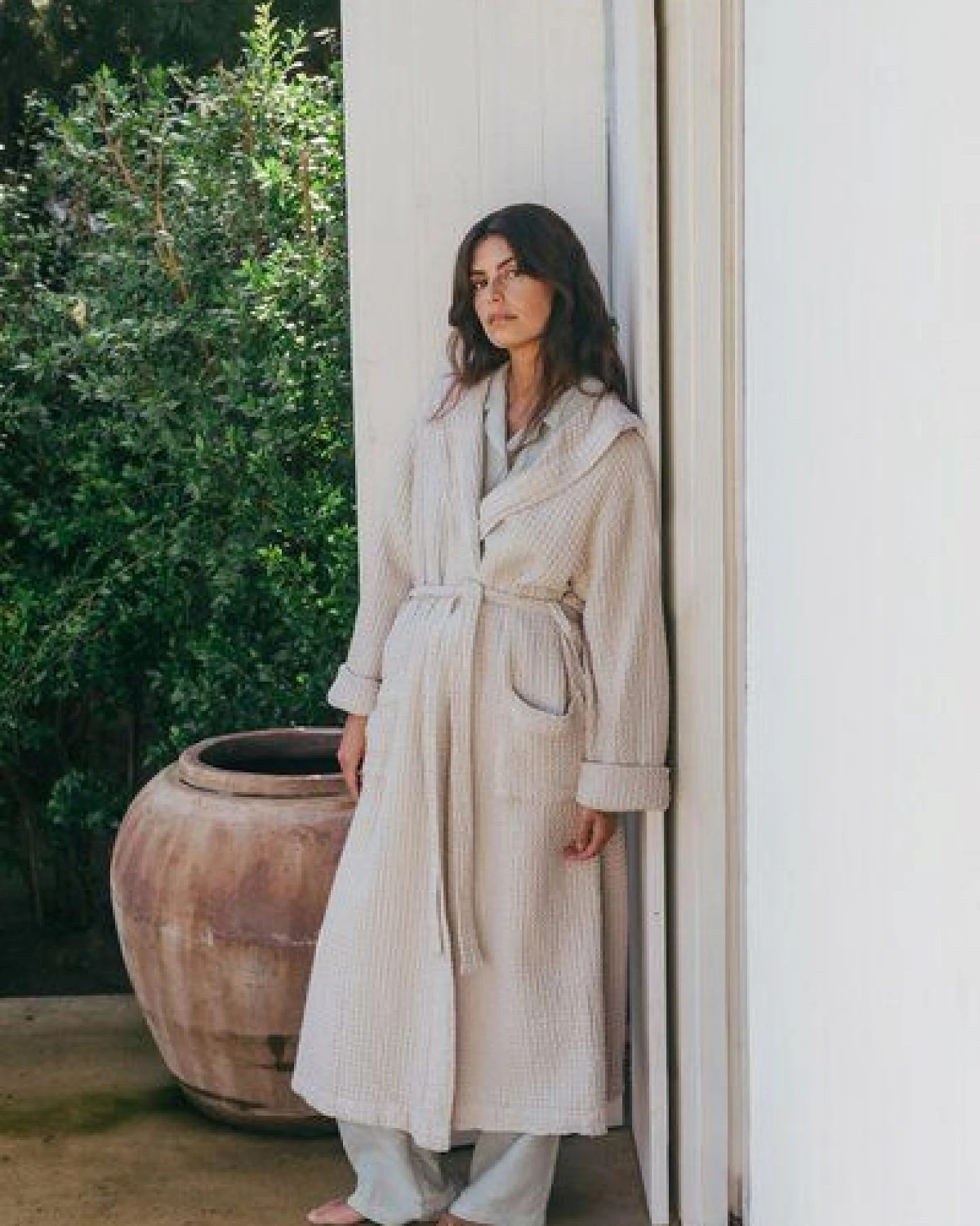 AmourLinen Waffel-Bademantel aus Leinen für Damen – Ansicht 2