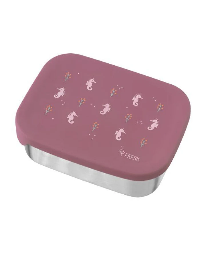 Fresk Lunchbox aus Edelstahl – 2 Fächer, Silikondeckel, 19 × 14,5 × 5 cm