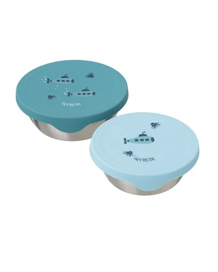 Fresk Snackbox-Set für Kinder – 2 Edelstahldosen mit Silikondeckel