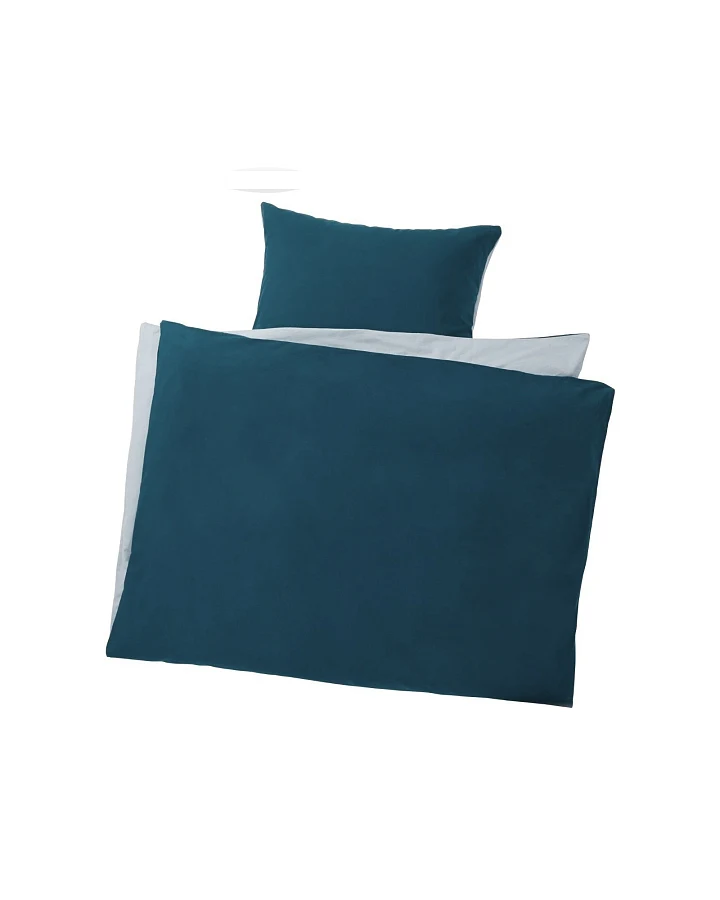 Biber Bettwäsche zum Wenden Bio-Baumwolle blau Bettbezug 155 x 220 cm, Kissen 80 x 80 cm