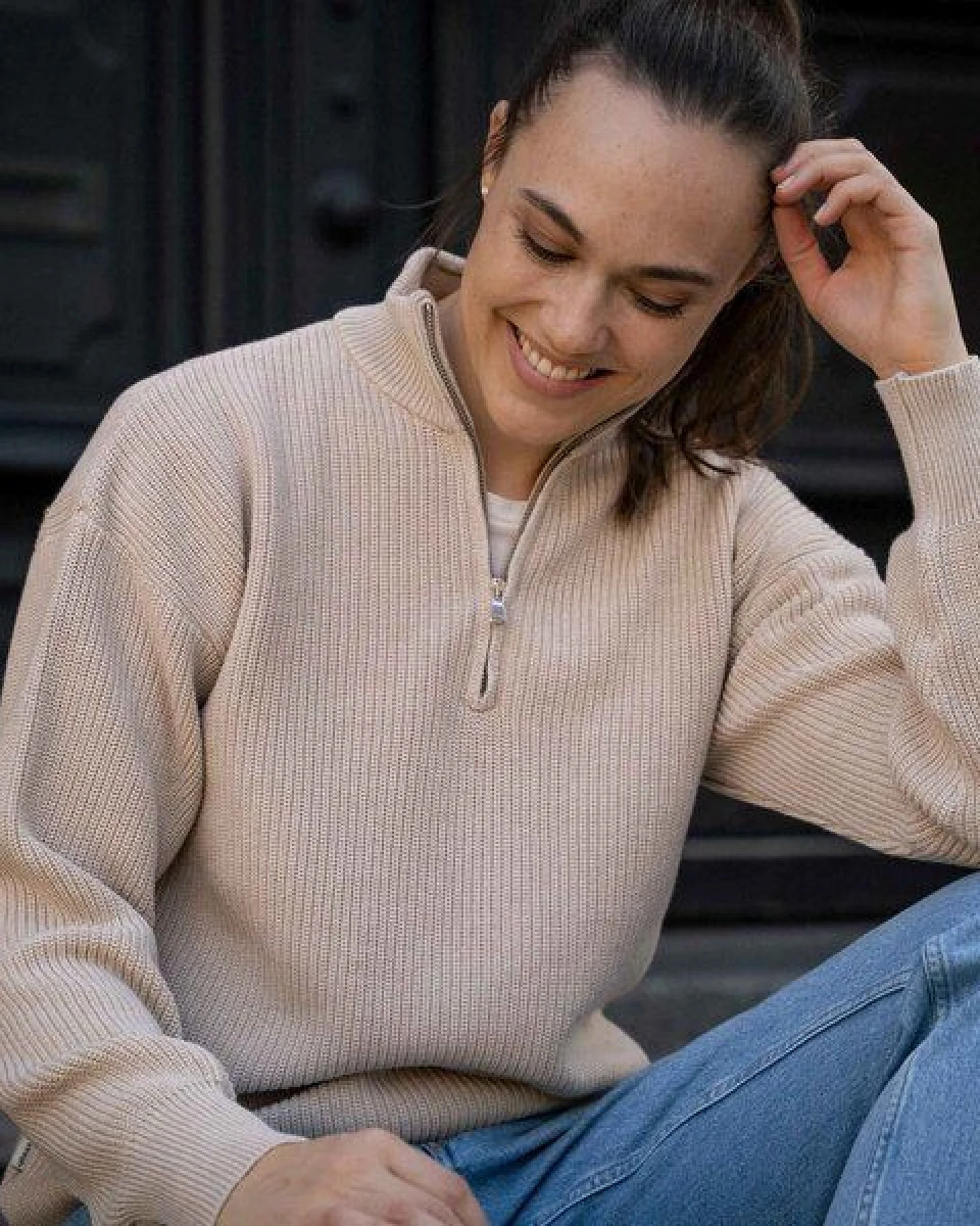 Vresh Clothing Elvira - Half-Zip Strickpullover aus Biobaumwolle – Ansicht 4