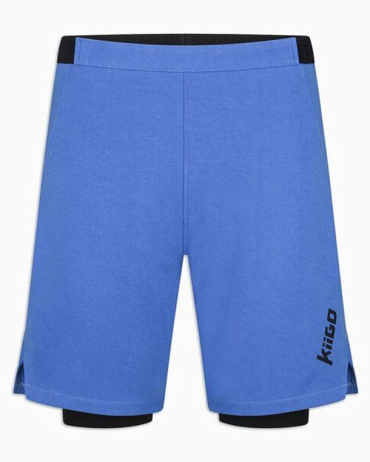 KiiGO Herren Laufshorts mit Innen-Tights - Blau