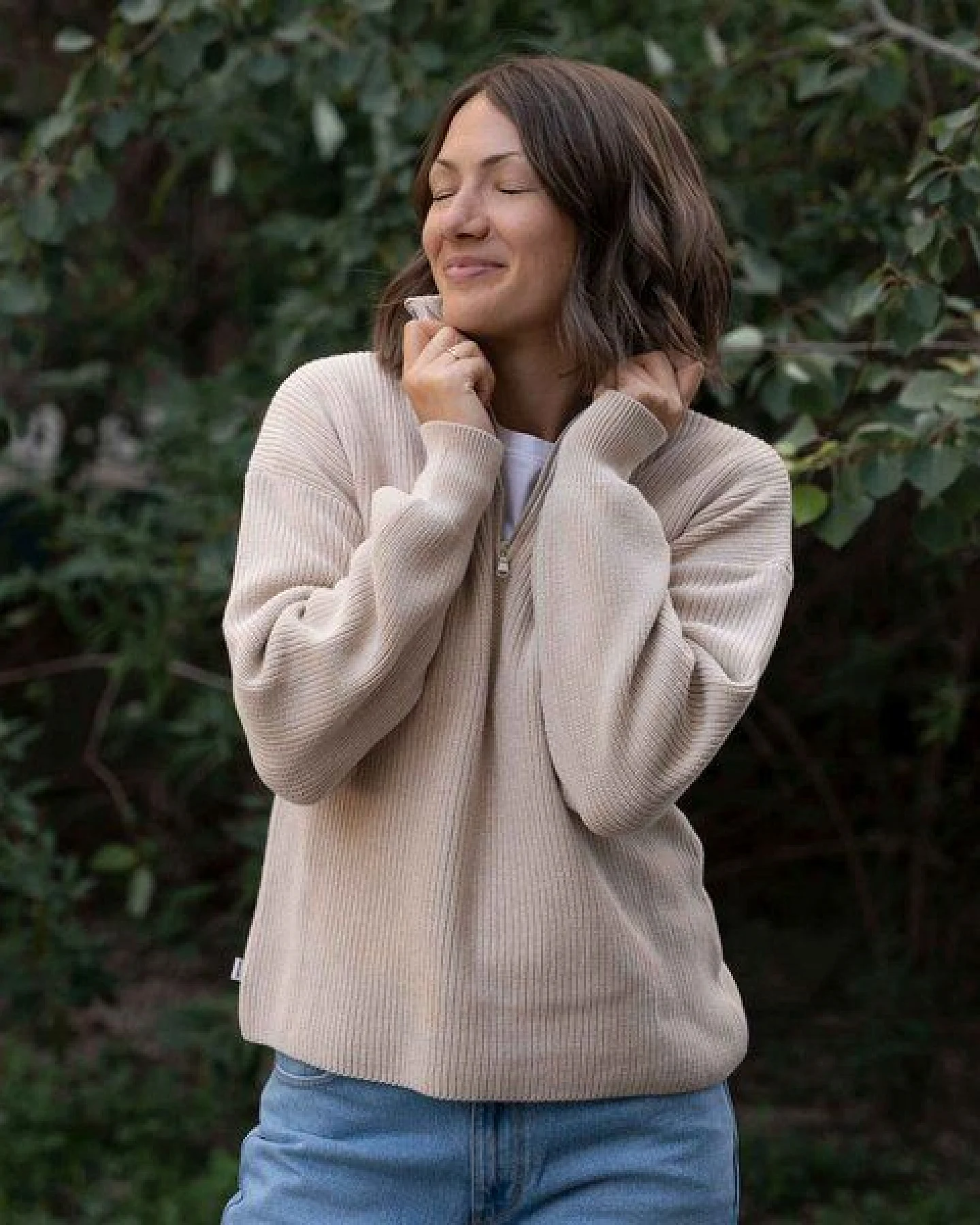 Vresh Clothing Elvira - Half-Zip Strickpullover aus Biobaumwolle – Ansicht 2