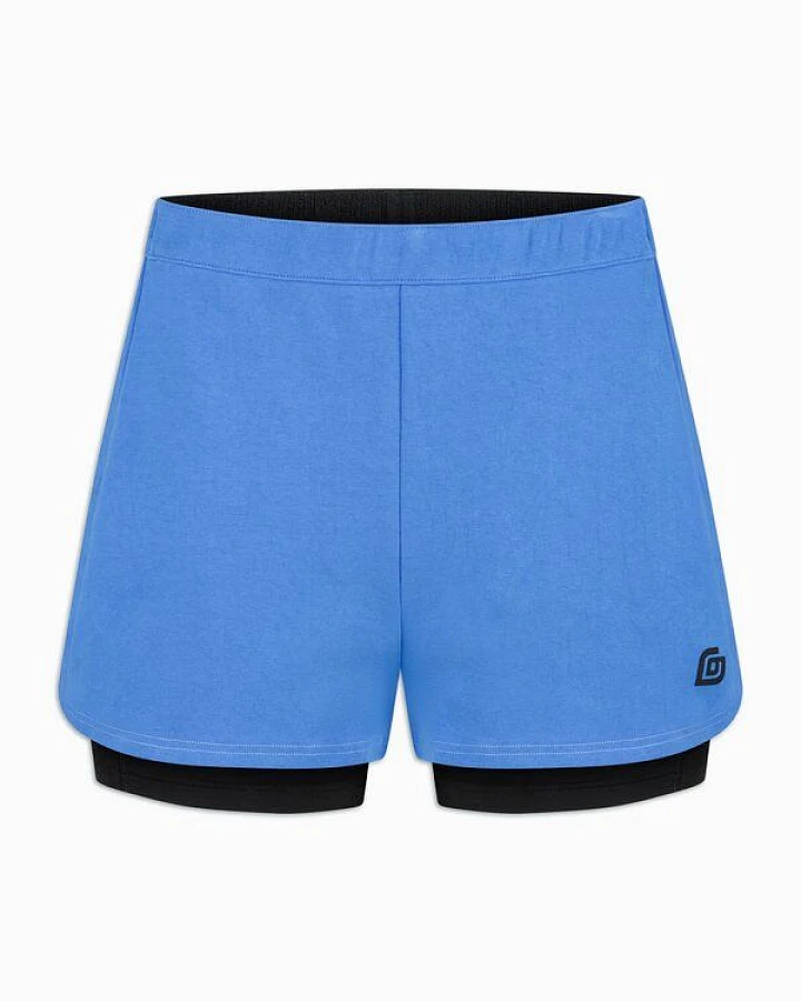 KiiGO Damen Laufshorts mit Innen-Tights - Blau