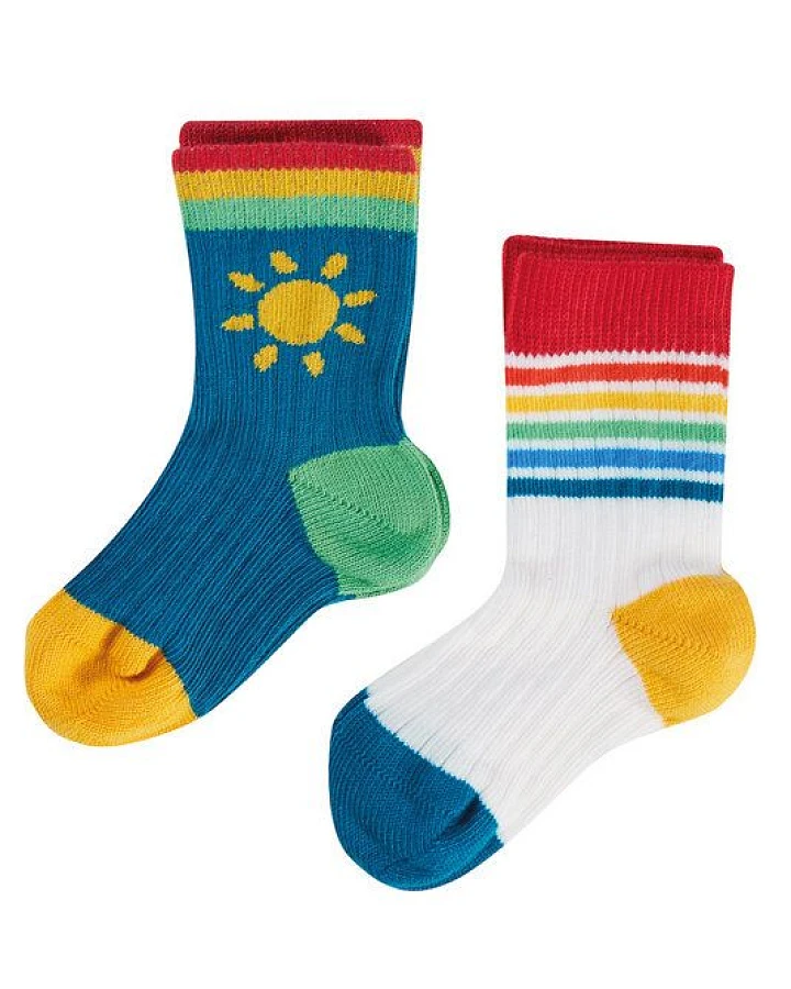 Frugi Bunte Ripp-Söckchen 2er-Pack aus Biobaumwolle
