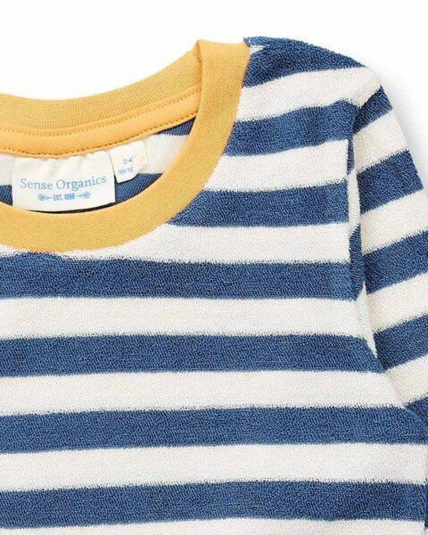 Sense Organics Kinder Schlafanzug geringelt mit Hirsch-Motiv, Modell LONG JOHN TERRY – Ansicht 3