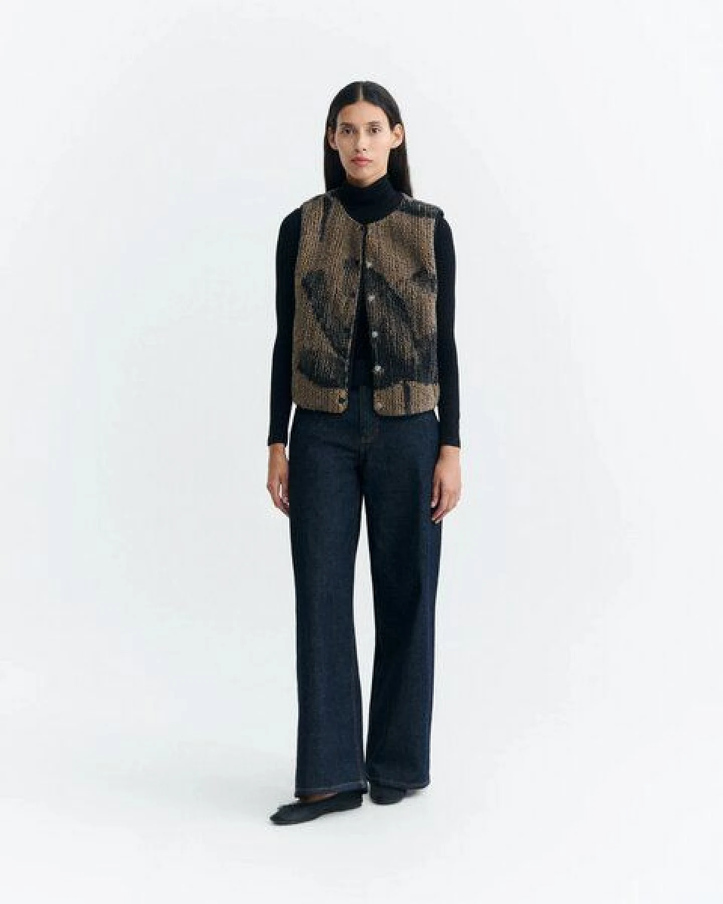 Thinking Mu - Weste Jay Camel Lotus Jacquard – Ansicht 2