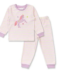 Rosa-Weiß geringelt mit Einhorn-Applikation