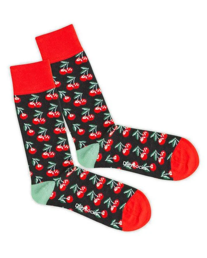 DillySocks Socken Cherry Cherry Lady aus Biobaumwoll-Mix