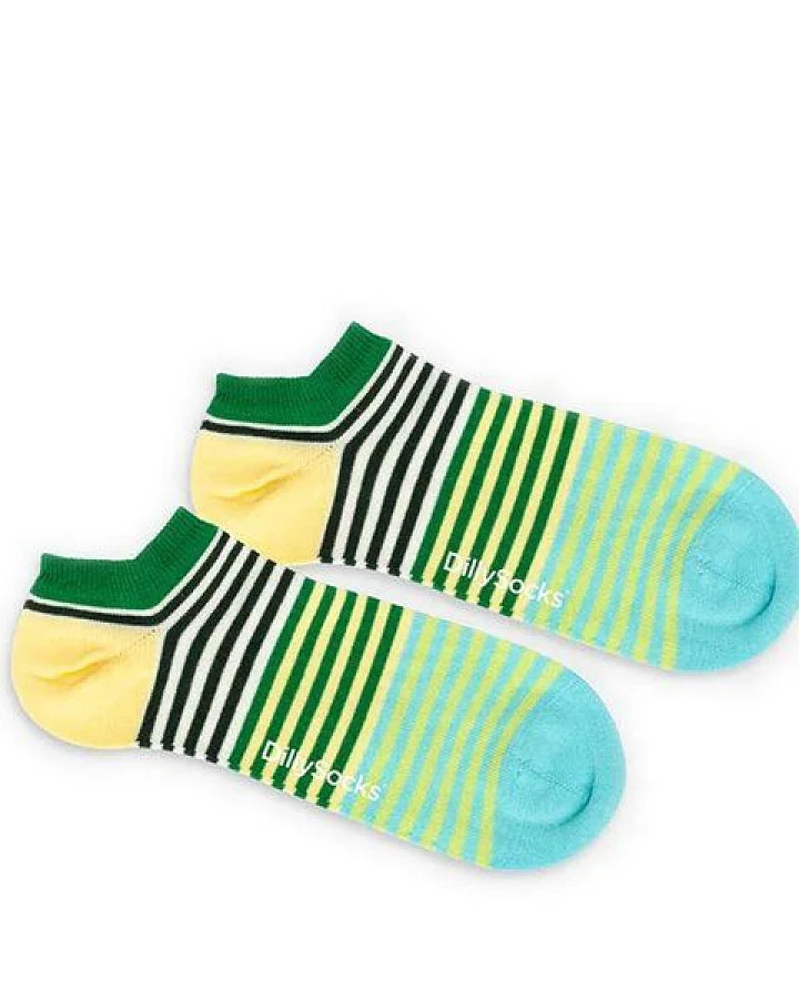 DillySocks Kurze Socken Fine Line Green aus Biobaumwoll-Mix