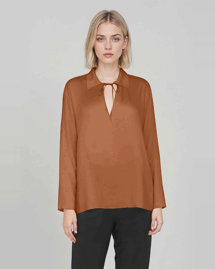 Neu Nomads Damen vegan Bluse Bettina Tunika Cognac