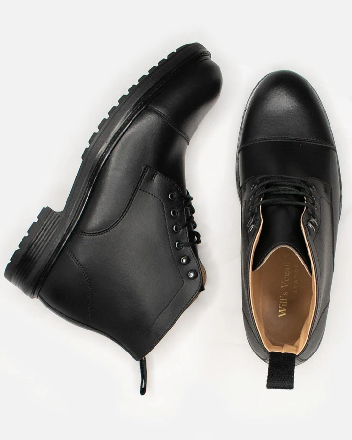 Will's Vegan Store Herren vegan Schnürstiefel Herren Wasserdicht Schwarz