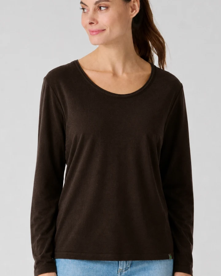 HempAge Damen vegan Langarm-Shirt In Espressobraun
