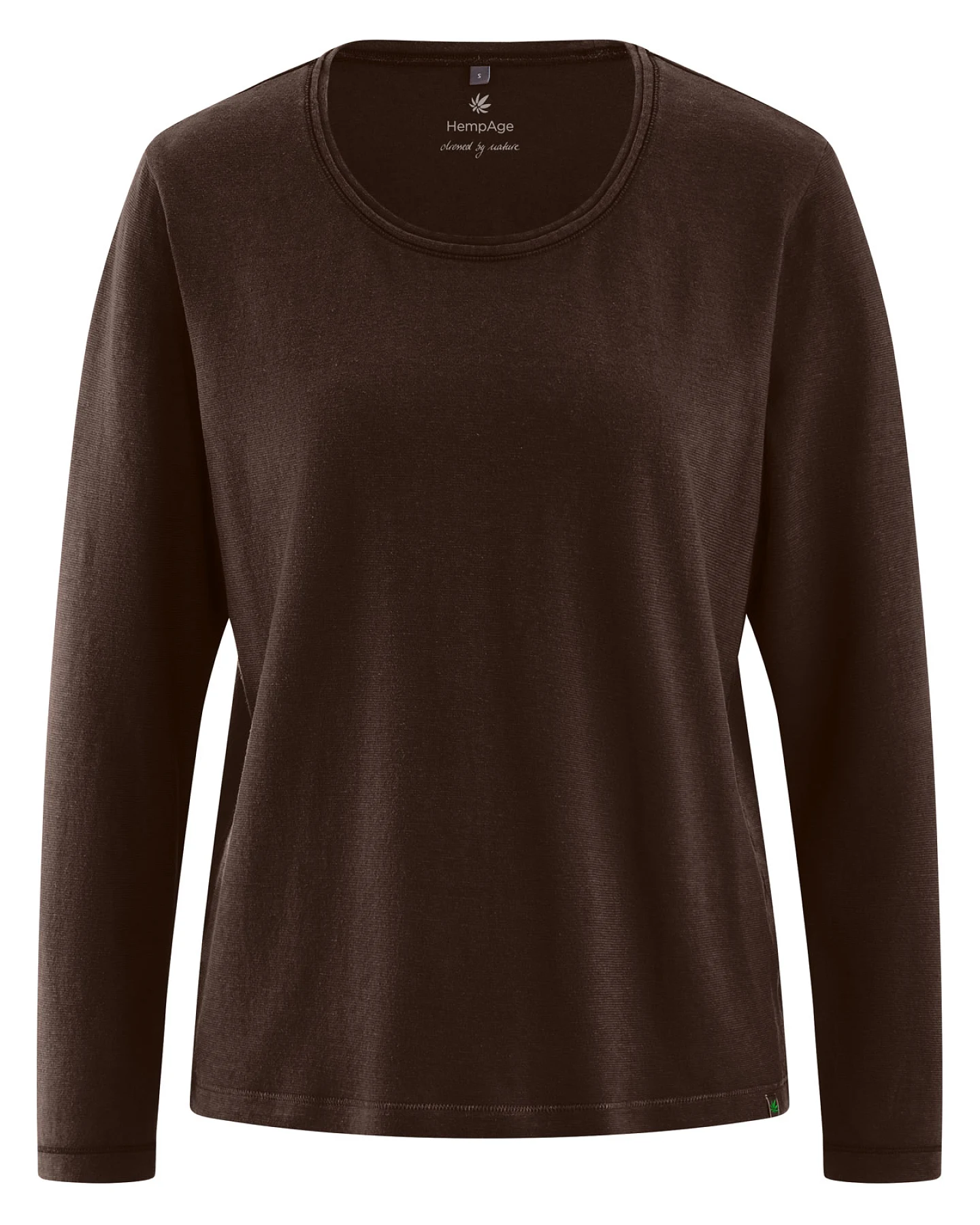 HempAge Damen vegan Langarm-Shirt In Espressobraun – Ansicht 2
