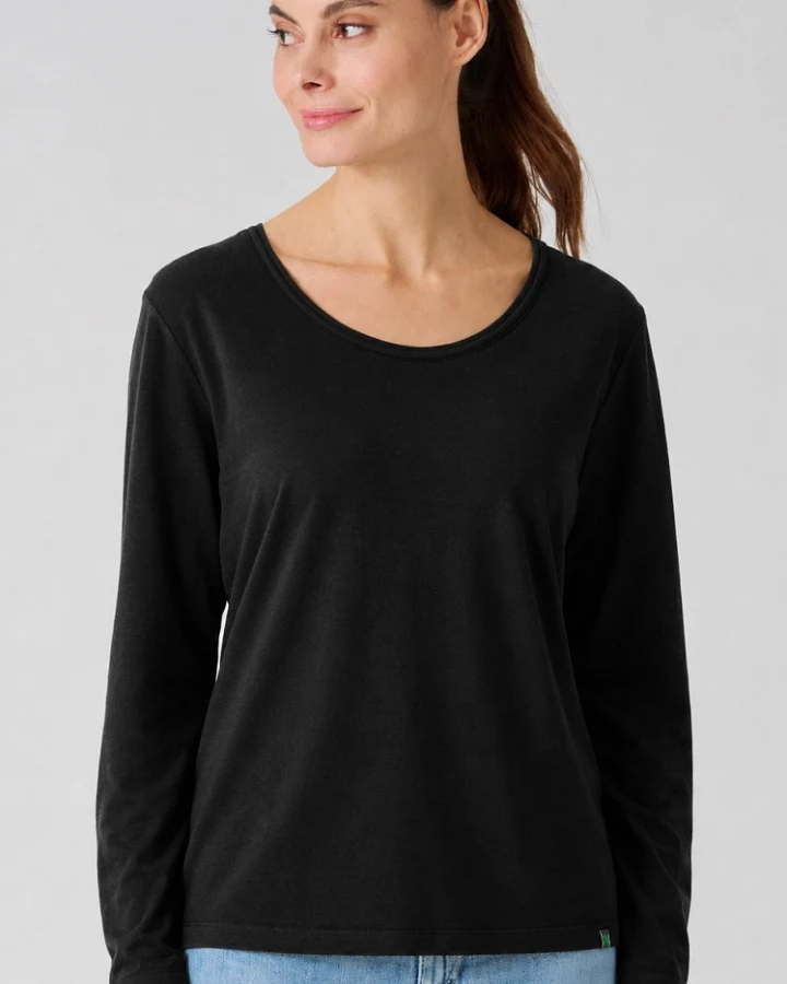 HempAge Damen vegan Langarm-Shirt Schwarz