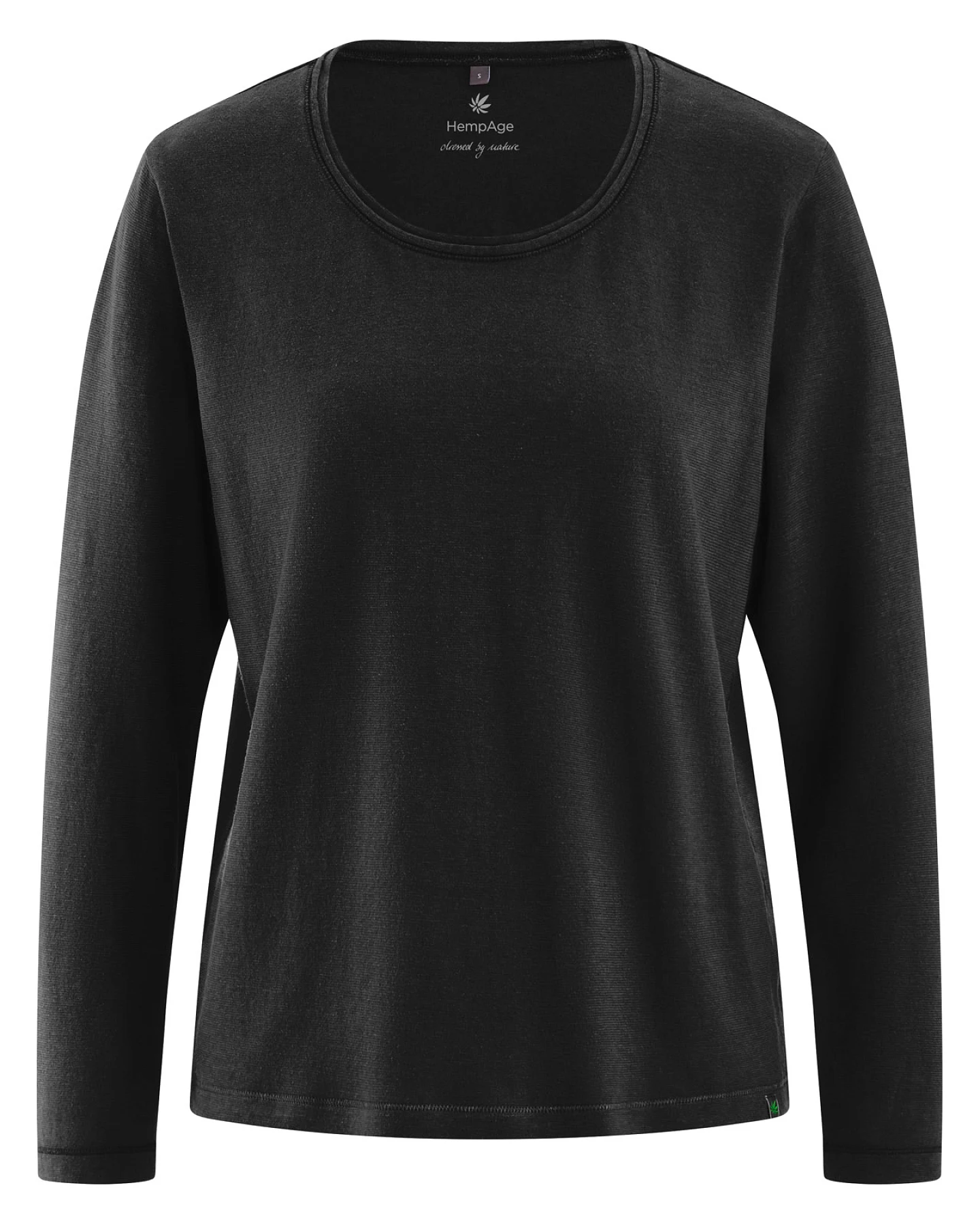 HempAge Damen vegan Langarm-Shirt Schwarz – Ansicht 2