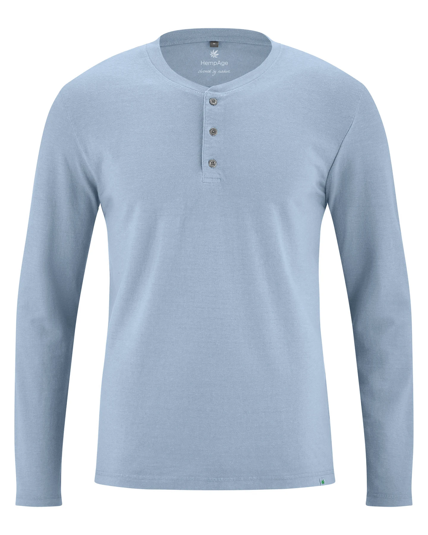 HempAge Herren vegan Langarm Jersey Henley In Rauchgrau – Ansicht 2