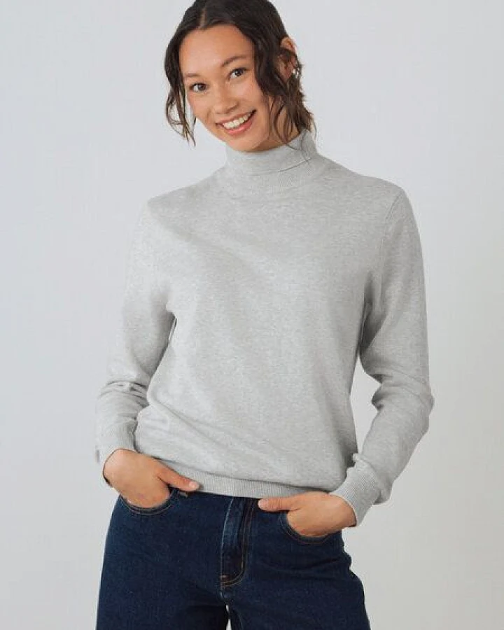 Honest Basics Damen Rollkragenpullover aus 100% Bio-Baumwolle