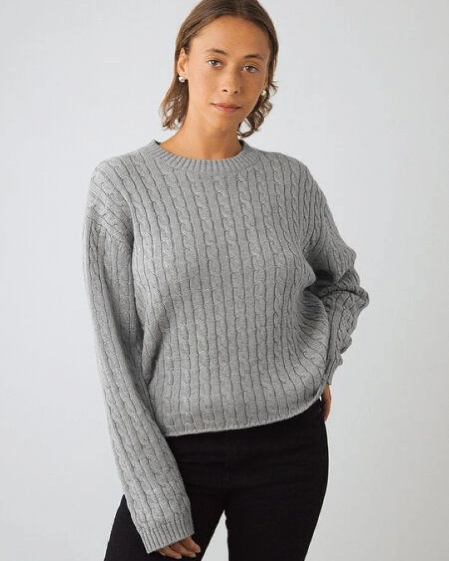 Honest Basics Damen Zopfstrickpullover aus Bio-Baumwolle – Ansicht 4