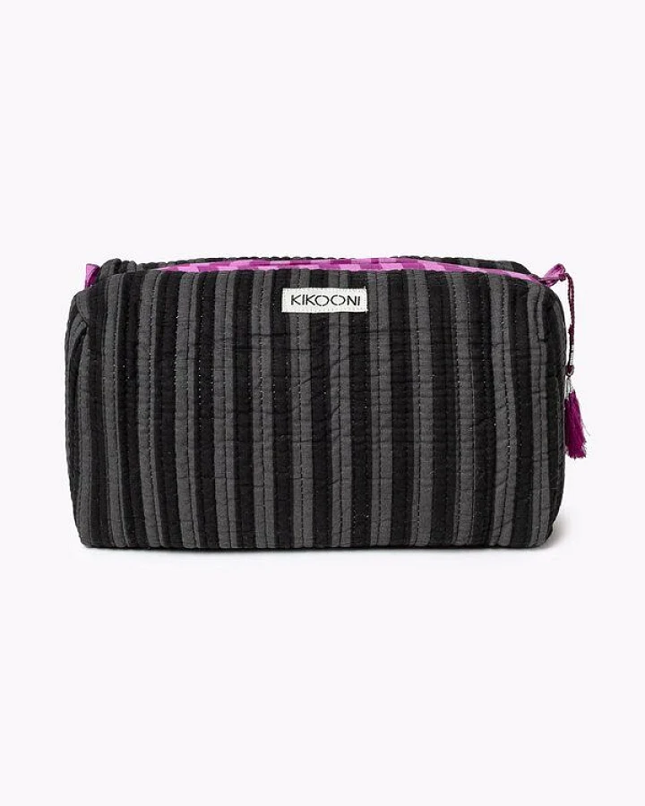 KIKOONI handgefertigte Kosmetiktasche "Thin Stripes Midnight"