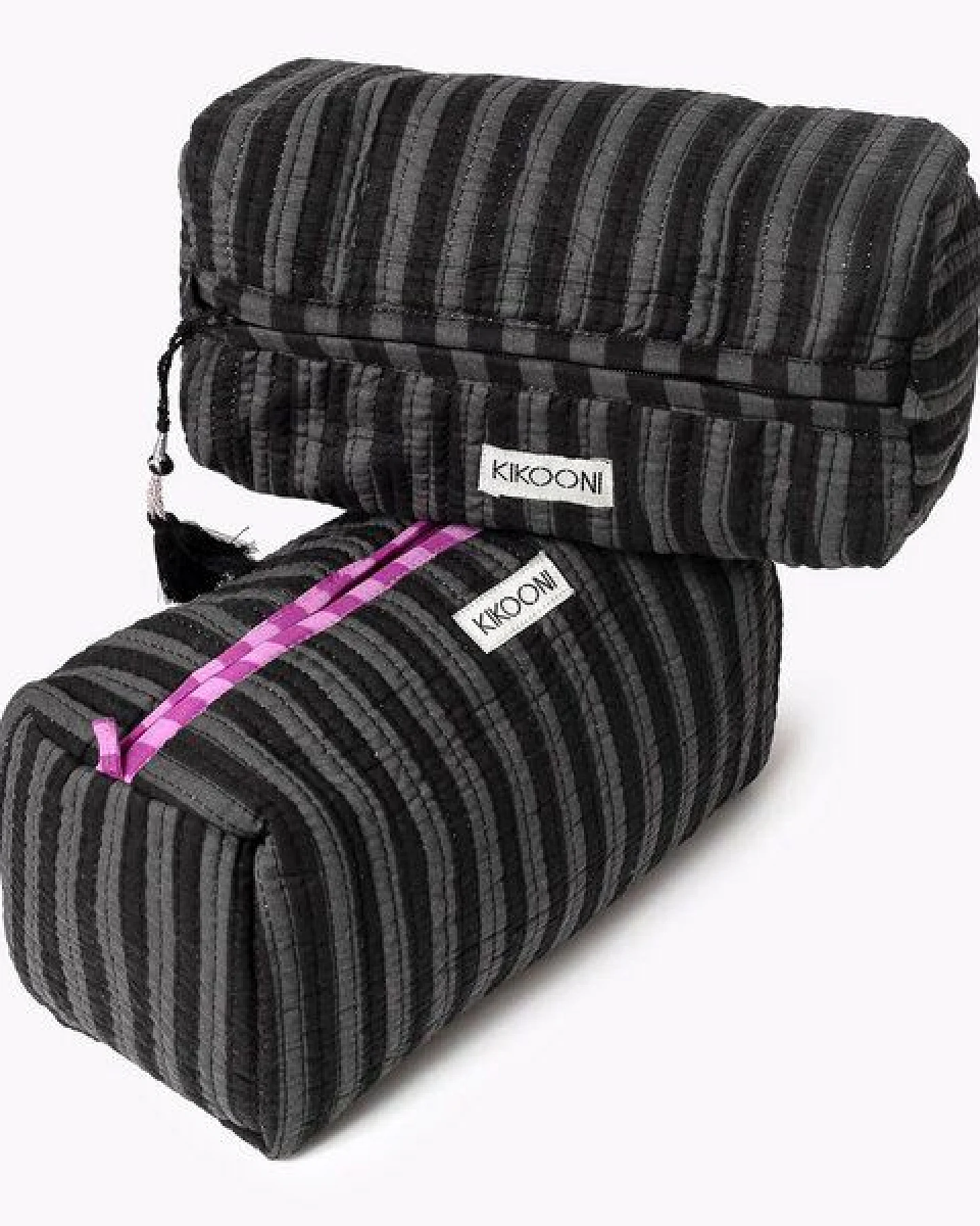 KIKOONI handgefertigte Kosmetiktasche "Thin Stripes Midnight" – Ansicht 2