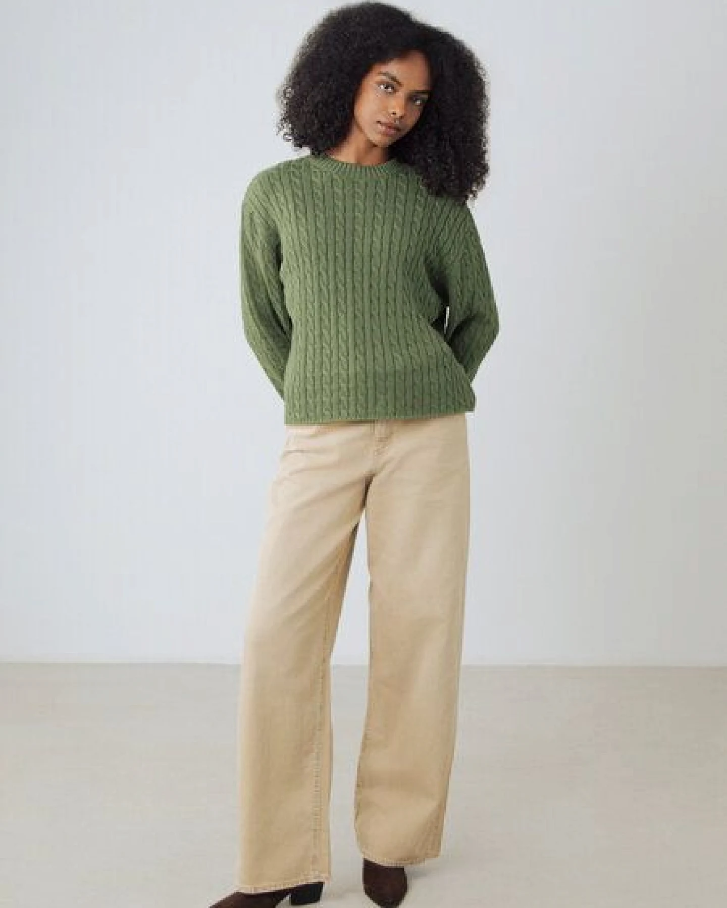 Honest Basics Damen Zopfstrickpullover aus Bio-Baumwolle – Ansicht 3