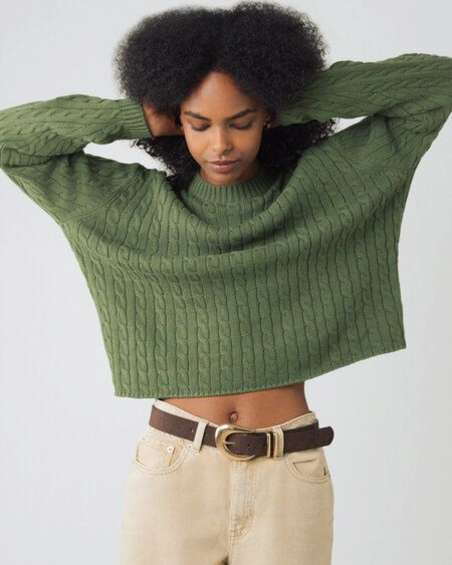 Honest Basics Damen Zopfstrickpullover aus Bio-Baumwolle – Ansicht 2