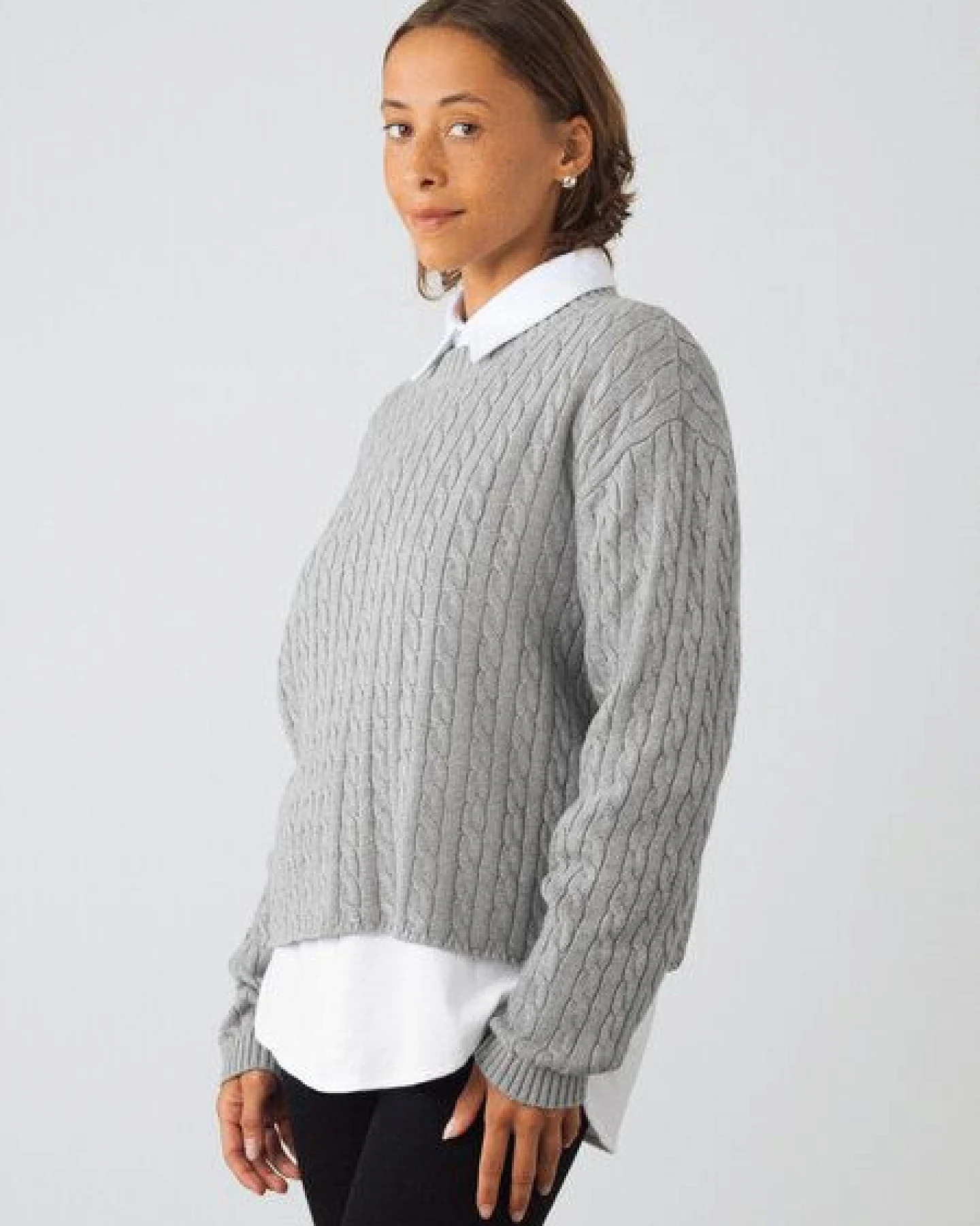 Honest Basics Damen Zopfstrickpullover aus Bio-Baumwolle – Ansicht 3