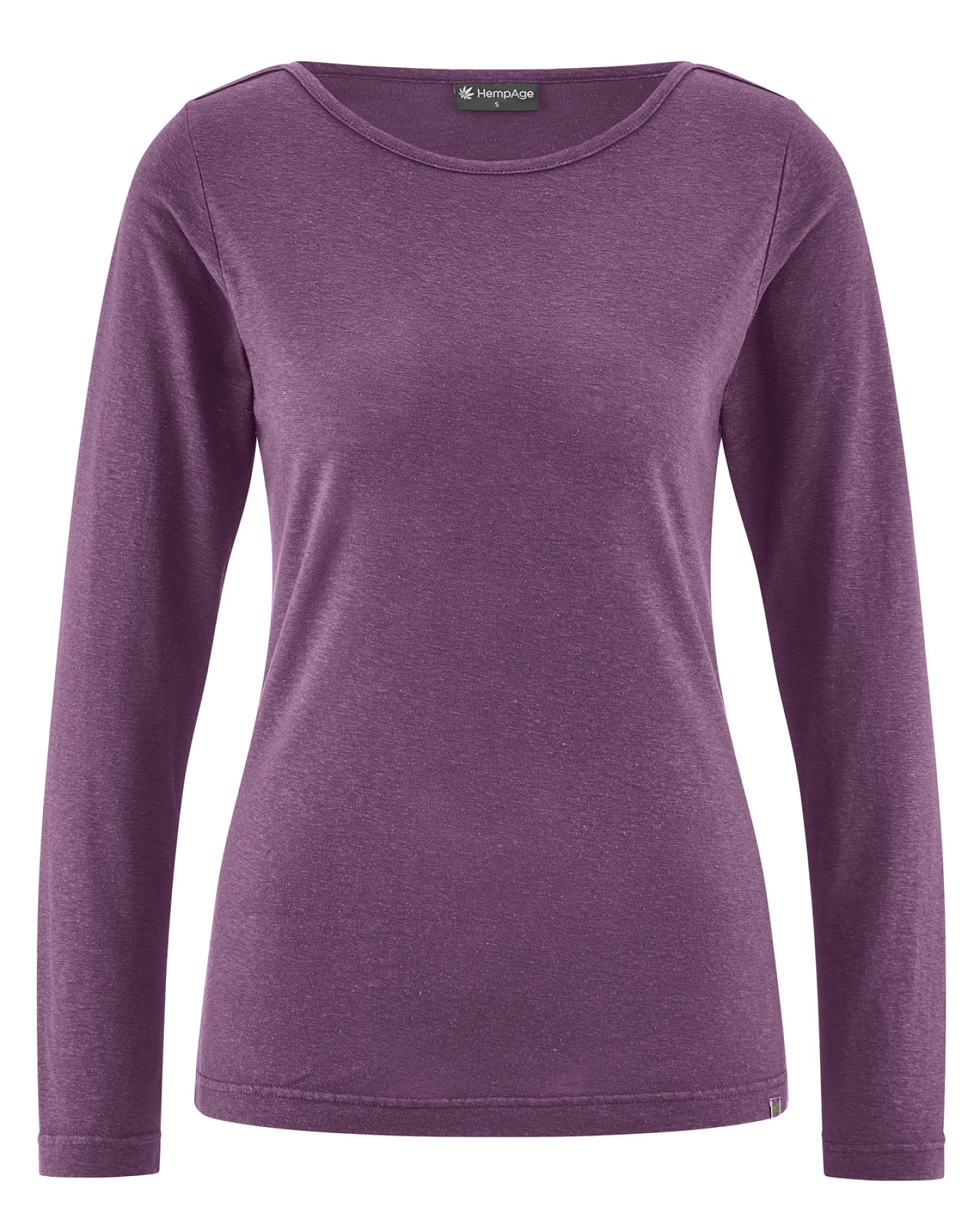 HempAge Damen vegan Langarm-Shirt Mit U-Boot-Ausschnitt In Amethyst – Ansicht 2