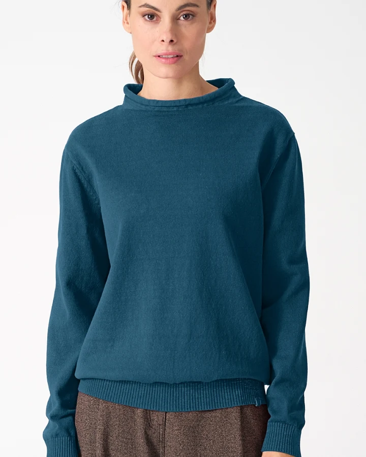HempAge Damen vegan Rollkragenpullover Reef Blau