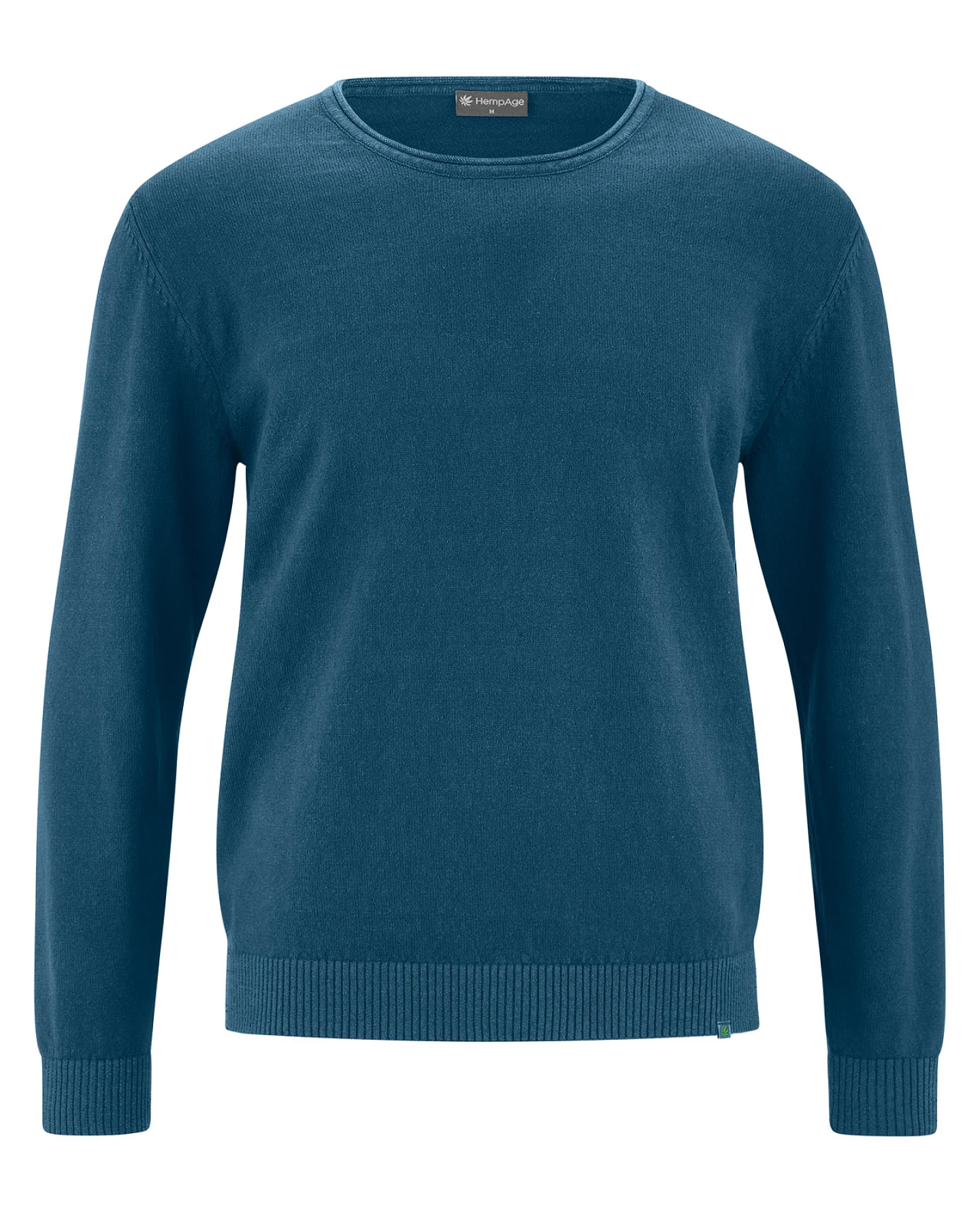 HempAge Herren vegan Pullover Mit Umgeschlagenem Kragen Reef Blau – Ansicht 2