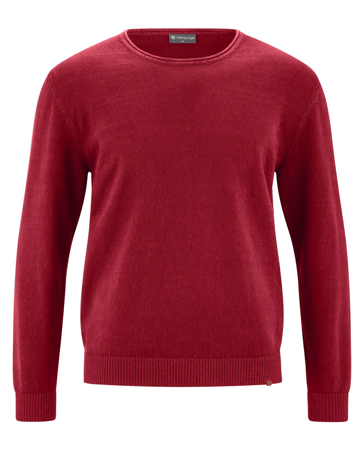 HempAge Herren vegan Pullover Mit Umgeschlagenem Kragen Rubinrot – Ansicht 2