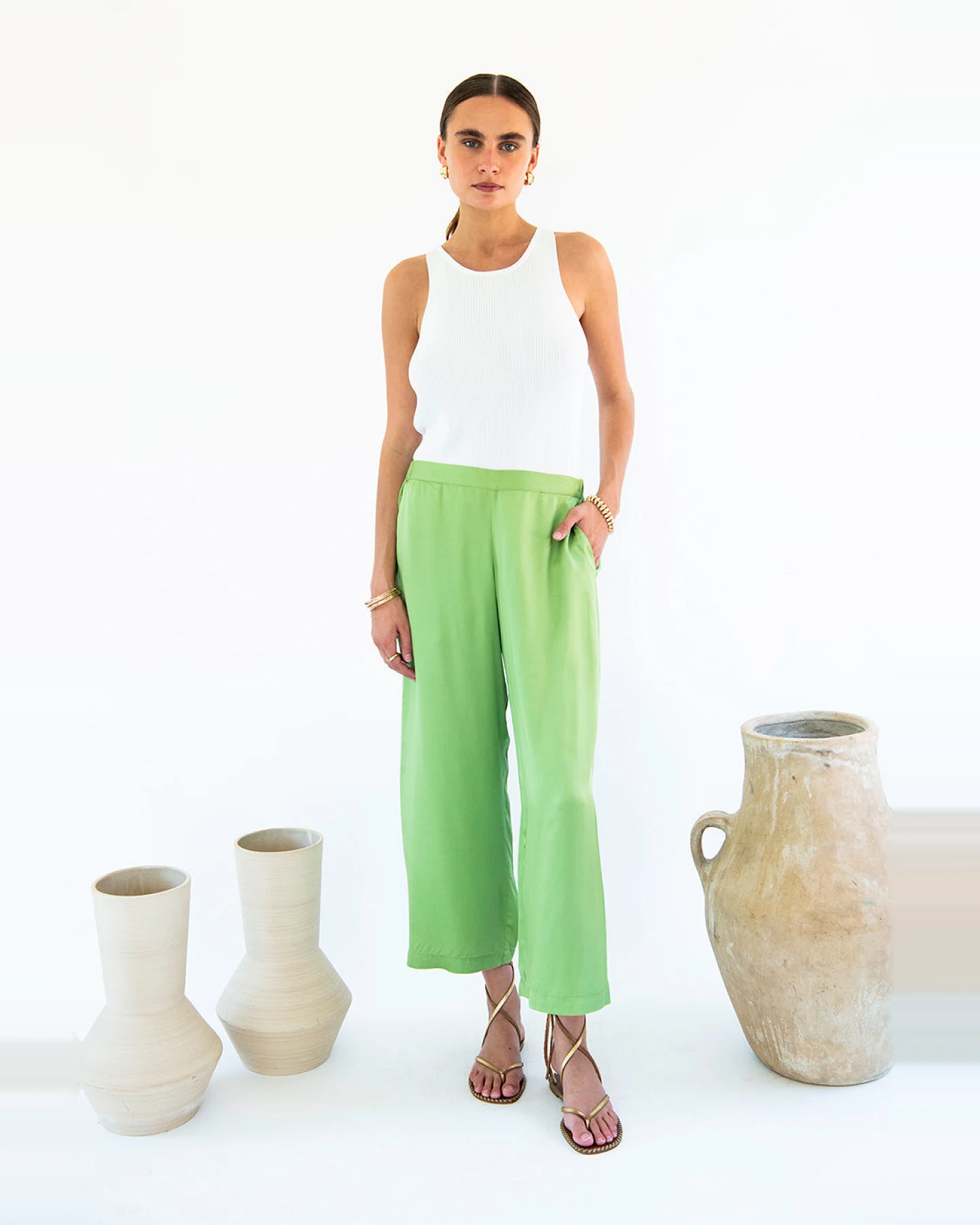 Neu Nomads Damen vegan Hose Cropped Palazzo Carina Emerald – Ansicht 2
