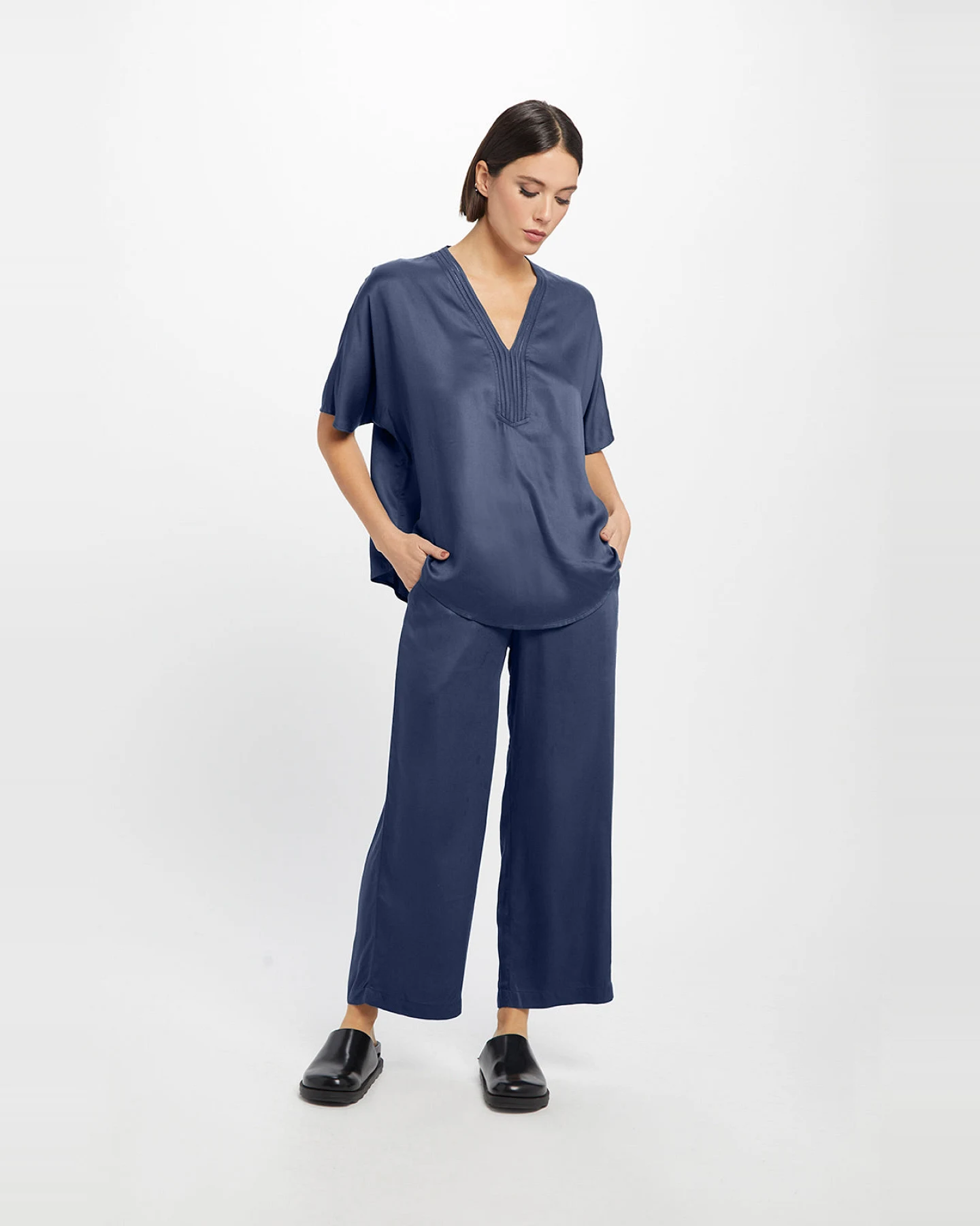 Neu Nomads Damen vegan Hose Cropped Palazzo Carina Midnight – Ansicht 2