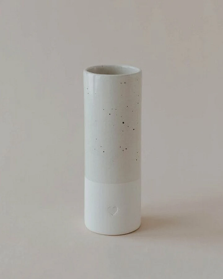 Eulenschnitt Vase mit Prägung aus Steingut