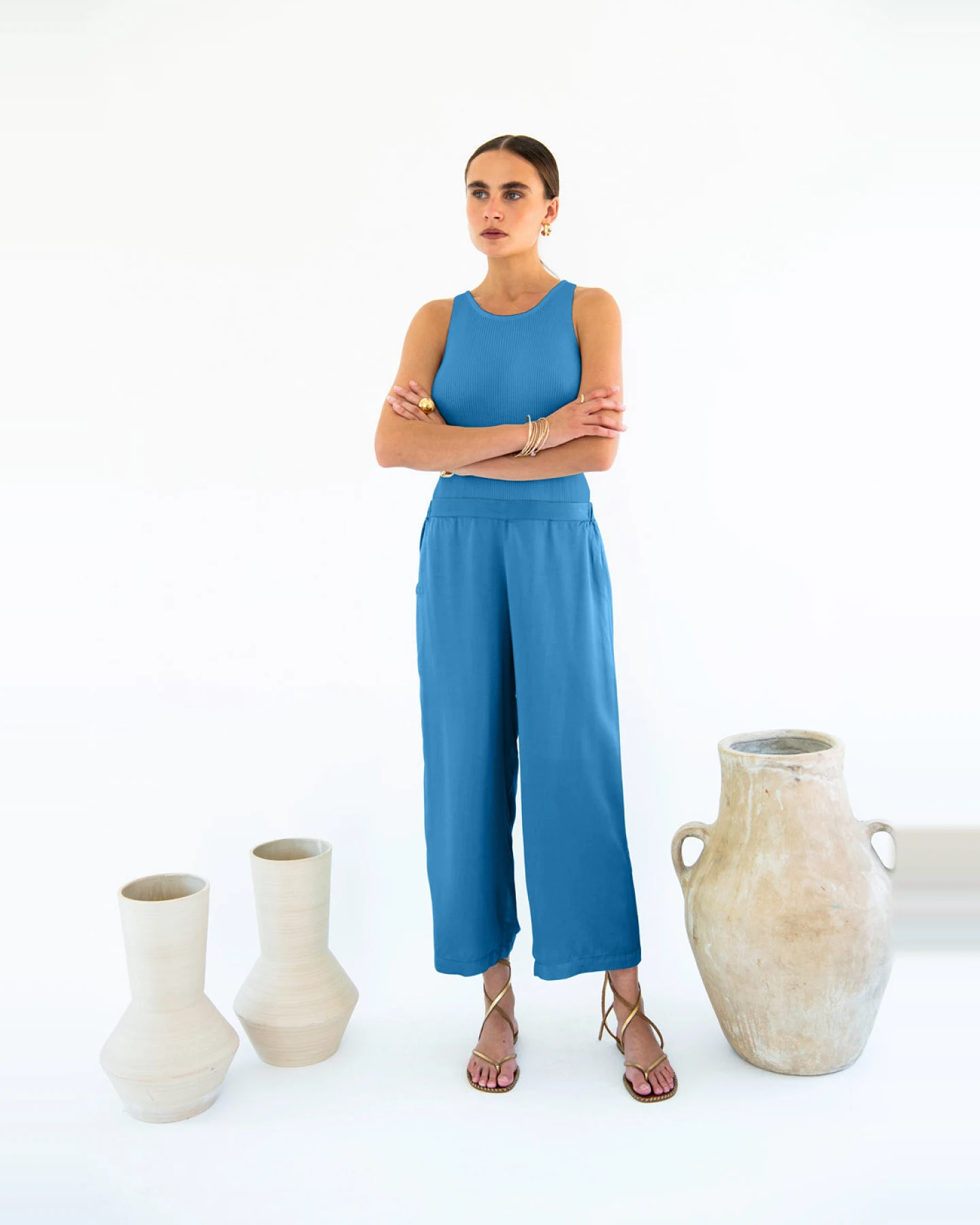 Neu Nomads Damen vegan Hose Cropped Palazzo Carina Ocean – Ansicht 2